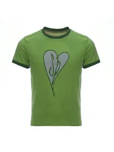 Scott Pilgrim Cosplay Costume Green Heart Printed Tee Yellow Plumtree T-Shirt Halloween Casual Short Sleeve Top Shirt