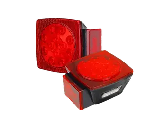 LED Square Trailer Light Set - Universal for Trucks Trailers Under 80" Semi-Trailers Dump Trucks Buses Boats Special Vehicles with 2x Tail Lights 2x Gaskets 4x Screws Waterproof Acrylic Lens Super Bright LED Lights