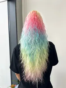 24 Inch Colorful Claw Clip on Ponytail Hair Extensions, Long Wavy Synthetic Hair Extension, Grab Clip Hairpiece for Women, Synthetic Hair Pieces, Perfect for Everyday Style