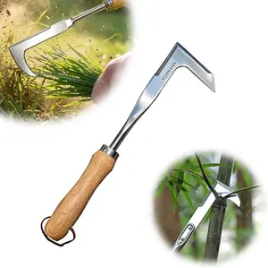 2026 Crack Weeder Tool Stainless Steel Manual Grass Puller with Beech Wood Handle for Sidewalk Driveways Patio Paver Narrow and Wall Gaps Garden