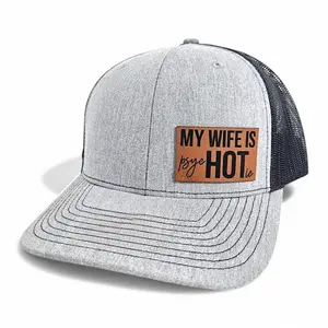 My Wife Is Psychotic Hot Trucker Hat | Leather Patch Hat | Breathable Mesh Back Cap | Lightweight Casual Baseball Hat for Daily Wear, Marriage Humor, Gifting