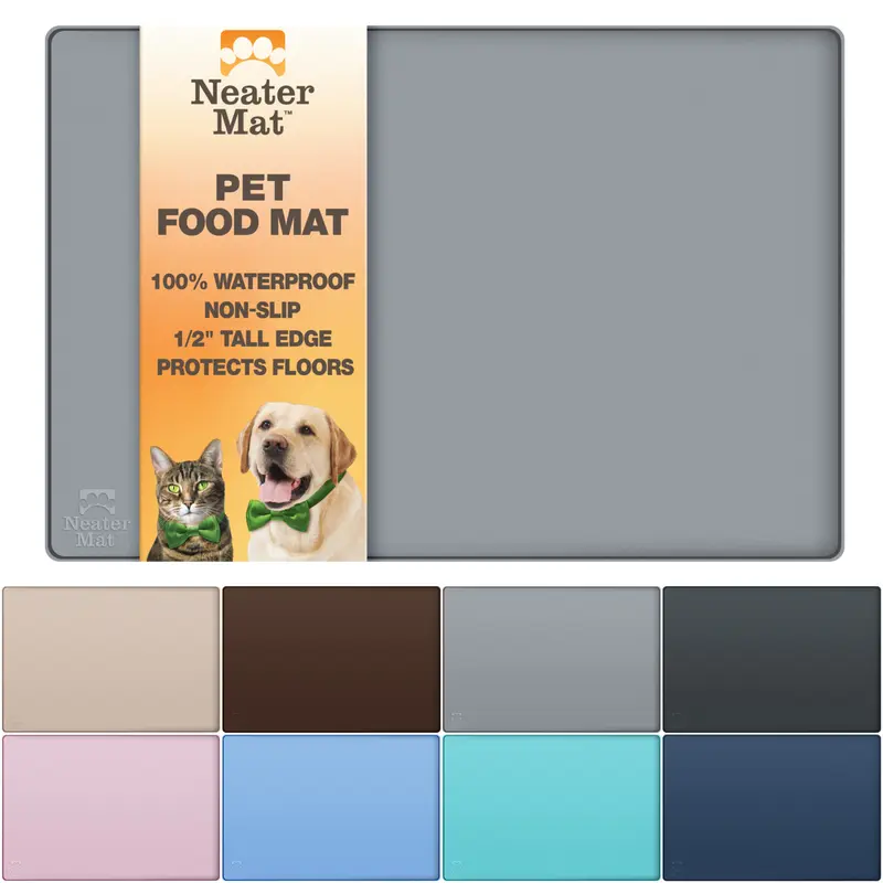 Neater Pets Neater Mat Silicone Pet Bowl Mat - 1/2" Raised Edge, Slip-Resistant, Dishwasher Safe, Prevents Floor Damage, Available in Four Sizes