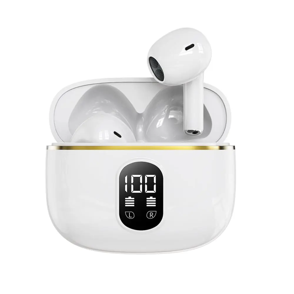 Wireless Earbuds, Bluetooth Headphones Long-Lasting Endurance with Wireless Waterproof Charging Case and LED Power Display, Deep Bass Earphones HIFI Sound with