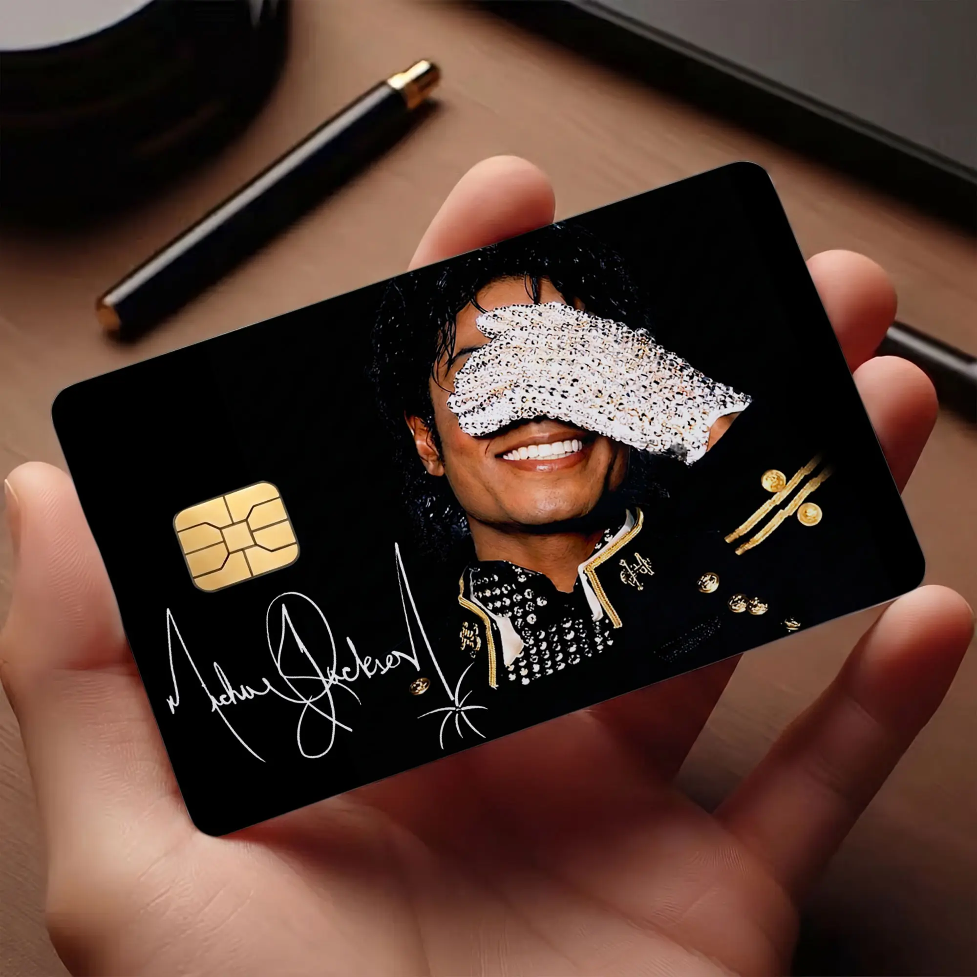 MJ Inspired Glitter Card Skin, King Of Pop Design Card Cover, Retro Music Aesthetic Card Decal, Credit Debit Card Sticker, Wallet Accessory Gift For Fans
