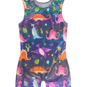 Girls' Dinosaur Tumbling Outfits - Gymnastics Leotards Biketards Unitards for Toddler Kids