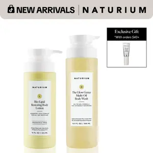 Naturium The Glowing Body Bundle, Glow Getter Multi-Oil Body Wash & Bio-Lipid Restoring Body Lotion