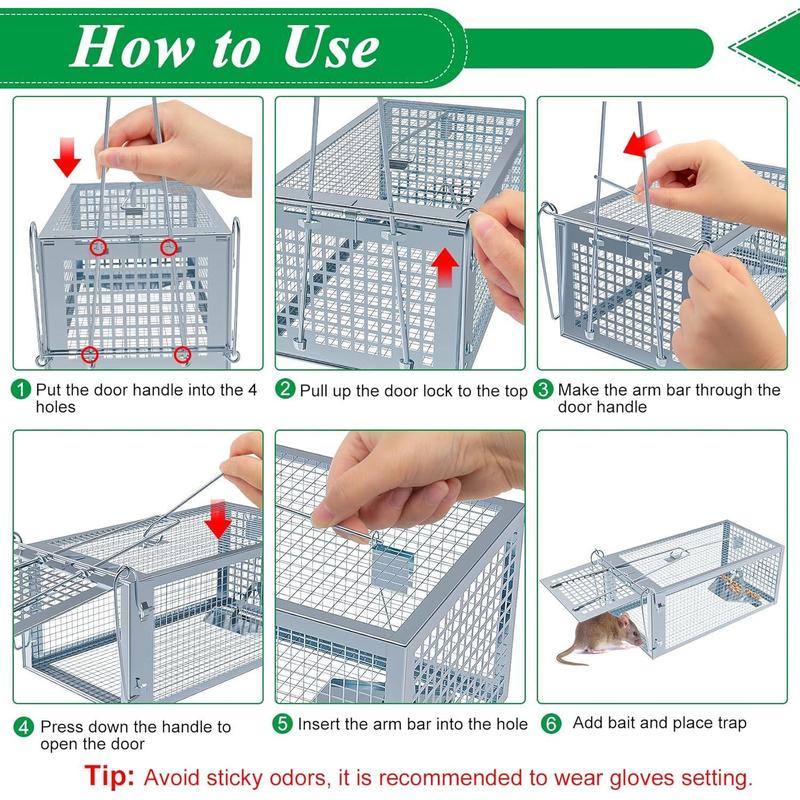 Humane Mouse Traps Indoor, 2 Packs Humane Rat Trap Outdoor,Small Rodent Chipmunk Trap and Other Live Animal Cage Catch and Release