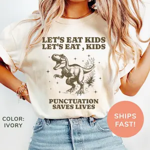 Comfort Colors® Let's Eat Kids Shirt, Funny Grammar T-Shirt, English Teacher Shirt, Funny Punctuation T-Shirt, Funny Shirt for Teachers VBJ