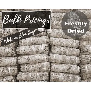 Bulk Sage Bundles Wholesale Smudge Sticks, Organic Fresh White Sage or Blue Sage Bundles