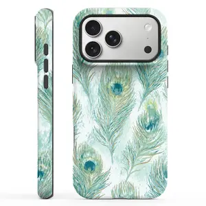 Peacock Feather Case for iPhone 17 Pro Max 16 Pro Max 15 Plus 14 13 12 11 Premium Fashion Design Lens Protection Full Protection Shockproof Wear-Resistant Pollution Prevention Magnetic Cushioning Smooth TPU Straight Edge