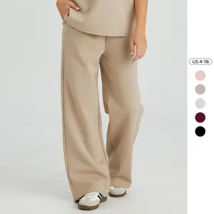 Women's Leisure Solid Color Drawstring Waist Wide Leg Trousers, Versatile Women's Bottom for Daily Wear, Soft Side Pocket Daily Outfit