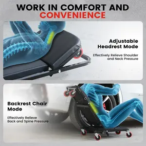 Garage Creeper, 450 lbs Capacity 40 Inches Garage Chair Adjustable Rolling Folding Car Creeper with 6 pcs Down or Sit for Garage, Auto Repair