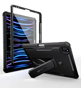 Dexnor for iPad Pro 12.9 Inch Case 2022/2021/2020(6th/5th/4th), Heavy Duty Shockproof Dual Layer Full-Body Bumper Protective Cover with Built-in Screen Protector & Kickstand & Pen Holder