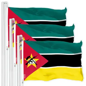 G128 3 Pack: Mozambique Mozambican Flag | 3x5 Ft | LiteWeave Pro Printed 150D Polyester | Country Flag, Indoor/Outdoor, Vibrant Colors, Brass Grommets, Thicker and More Durable Than 100D 75D Poly