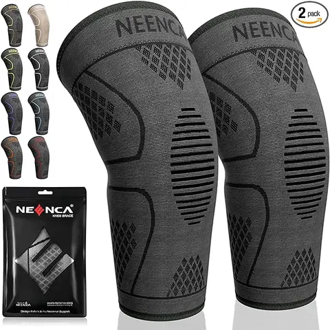 [NEENCA] 2-Pack Knee Bands, Stretchy Supportive Sporty Sports Sleeves & Support for Men & Women, Compression Relief for Knee Pain, Running & Camping Essentials (Meniscus Tear, ACL, PCL, Arthritis Aid), Knee Band
