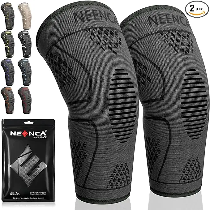 [NEENCA] 2-Pack Knee Bands, Stretchy Supportive Sporty Sports Sleeves & Support for Men & Women, Compression Relief for Knee Pain, Running & Camping Essentials (Meniscus Tear, ACL, PCL, Arthritis Aid), Knee Band