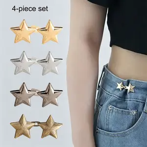 4-Pack Star-Shaped Jeans Waist Tightener, Adjustable Pants Regulator, Detachable Seamless Denim Pins, No Sewing Needed, Waist Clip Adjuster, Removable Waist Pins