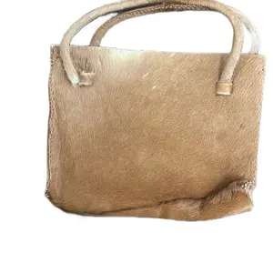 Tote Bag Crafted from Genuine Cowhide or Calf Hair - Natural Leather Handbag with Handles