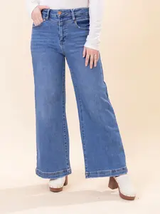 Risen High Rise Crop Wide Front Yoke Detail Jeans | 0-3X