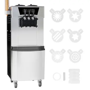 【GARVEE】Commercial Soft Ice Cream Machine, 5.8 to 8 Gallon/H Yield, Soft Serve Ice Cream Maker with 3 Flavors, Auto Clean, LCD Display for Snack Bar Restaurant Cafe, 2200W