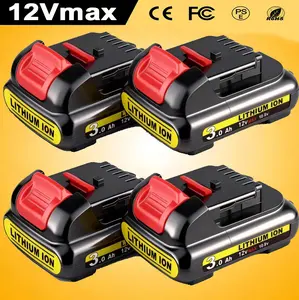 4/2Pack 3.0Ah DCB120 Battery Replacement for Dewalt 12V Battery Max Lithium-ion DCB120 DCB123 DCB127 Higher Capacity