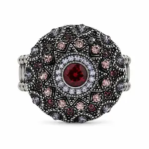 Midnight Rodeo Halo Statement Ring - Luxury Costume Jewelry with Crystal, Antique, Adjustable Fitted, Alloy, Colored Gemstone Designs, Crystal Rings, Antique Rings