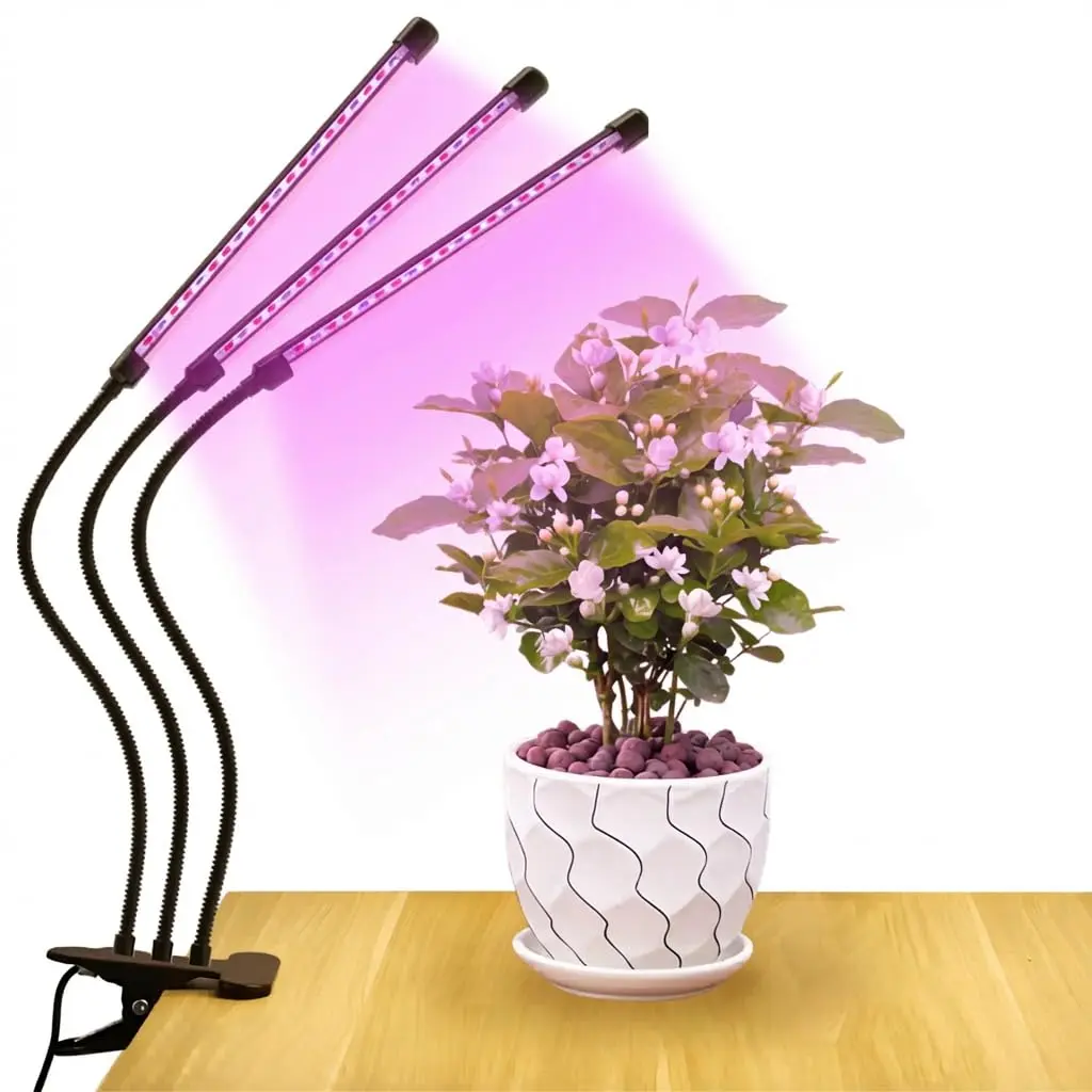 Clip-On LED Grow Light 3-Tube Full Spectrum, Auto Timer USB - BoostGro