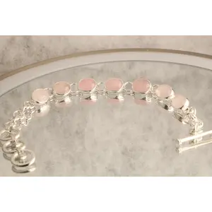 Heart’s Embrace - Rose Quartz 925 Silver Bracelet