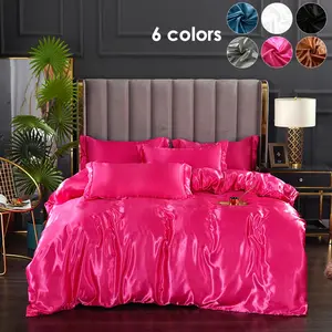 Solid Color Satin Bedding Set, 1 Count Soft Comfortable Duvet Cover & 1/2 Counts Pillowcase without Filler, Bedding Supplies for Home Bedroom Hotel, Soft Bedding Sets