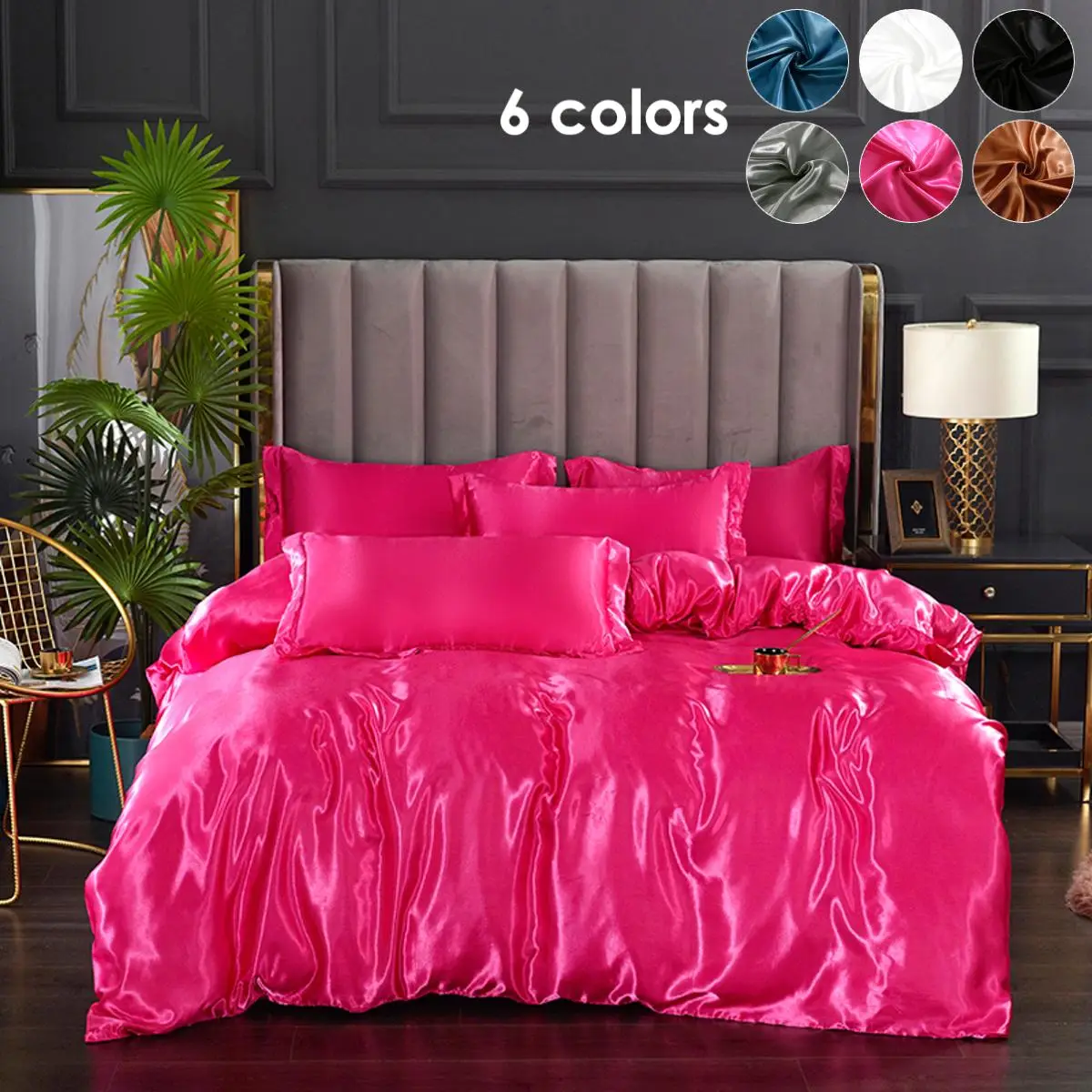 Solid Color Satin Bedding Set, 1 Count Soft Comfortable Duvet Cover & 1/2 Counts Pillowcase without Filler, Bedding Supplies for Home Bedroom Hotel