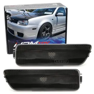 iJDMTOY Euro Smoked Lens Front Bumper Side Marker Lamps Housings For Volkswagen: 1999-2005 MK4 Golf GTI R32 Rabbit Jetta