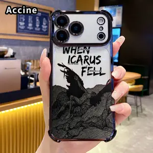 Phone Case for iPhone 17 16 Pro Max 15 Plus 14 13 12 11 E Air Icarus' Fallen Dream Patterned Four Corner Airbag Electroplated Anti-Collision Protection Smartphone Cover