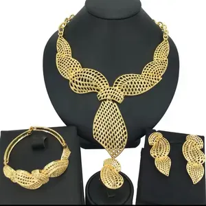 Brazilian Jewelry Set - Gold-Tone Necklace Bracelet & Earrings Set for Stylish Accessories