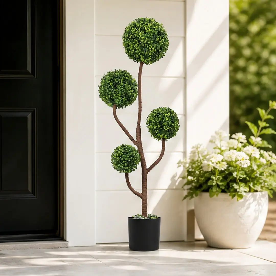 ARCH 4FT Tall Artificial Boxwood Topiary Tree Large Faux Green Plant in Pot for Indoor Outdoor Patio Porch Garden Decoration, Plastic, 1pc, Green Color Options, Plastic Material, Product Dimensions: 17.70 W x 17.70 D x 47.20 H in, Color: Green