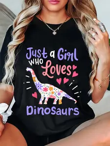 100% Cotton Just a Girl Who Loves Dinosaurs Dinosaur Dino Just a Girl Who Loves Dinosaurs T-Shirt