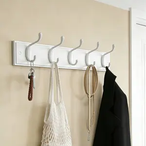 Wall Mounted Coat Rack with 5 Double Hooks, Entryway Wall Hook Rack for Coats, Hats, Bags, Metal Hook Organizer for Bedroom, Bathroom and Hallway