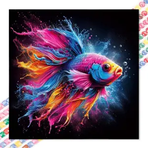 1pcs 5D DIY handmade diamond painting kit, 5D diamond art set, DIY decoration, colorful betta fish diamond painting kit full round diamond DIY, mosaic, diamond art, DIY art home decoration, suitable for Halloween and Christmas.