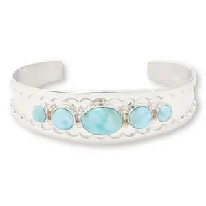 Mine Finds by Jay King Gallery Collection Larimar Sterling Silver 5-Stone Cuff