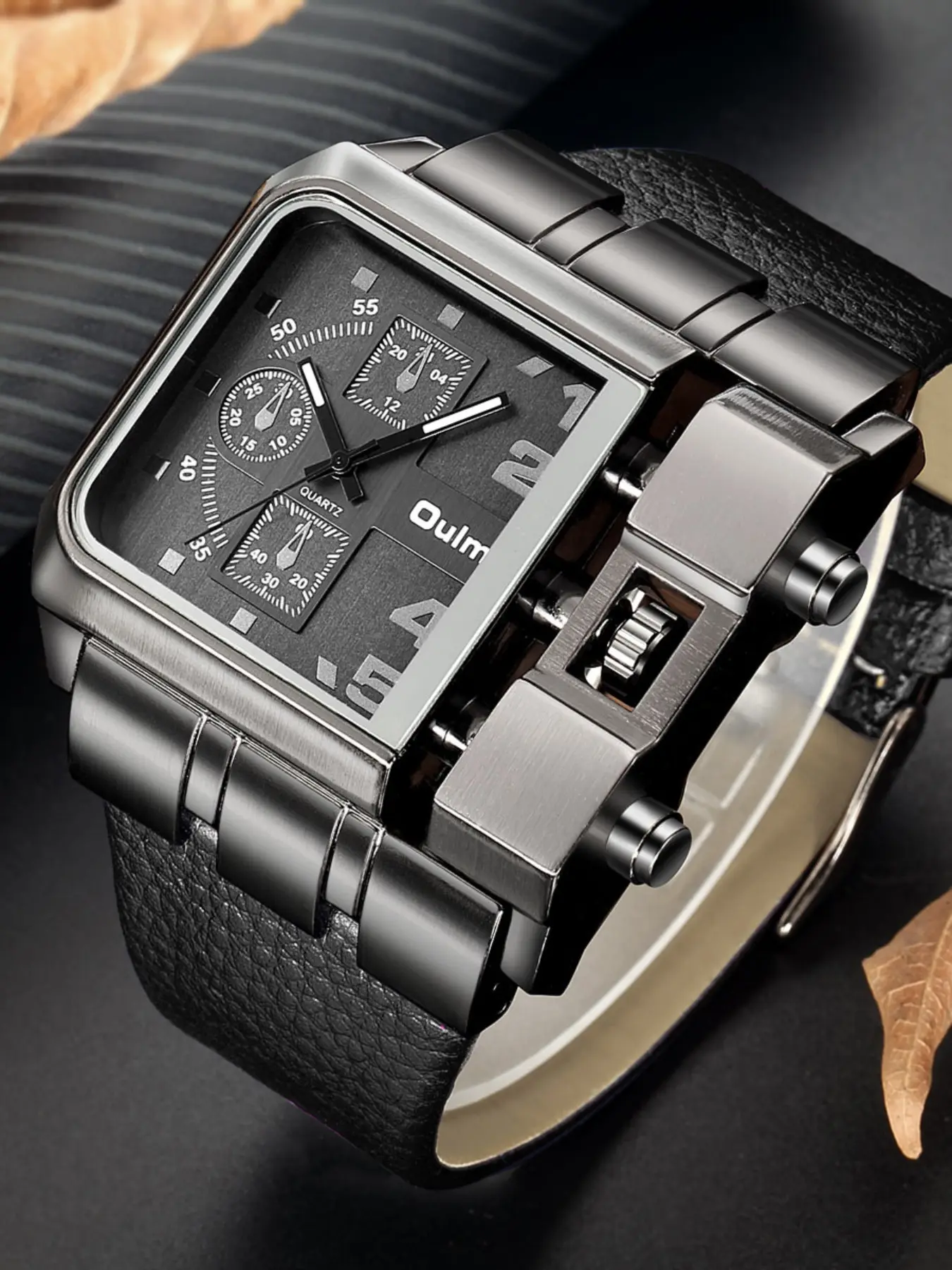 Luxury Men's Punk Style Square Dial Quartz Watch, Fashionable Watch for Parties and Daily Wear, Perfect Birthday Gift with Box, Analog Quartz Watches