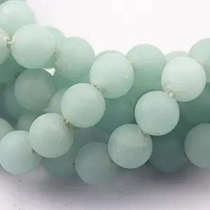 2.0mm Hole Aqua Dyed Quartz Matte Round Beads 6mm 8mm 10mm 15.5" Strand