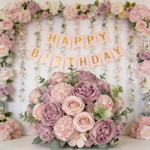 Exquisite high-end artificial roses and hydrangeas paired with green eucalyptus leaves, UV-resistant floral arrangement, suitable for weddings, home, garden, and tabletop decoration, appropriate for indoor and outdoor use in all seasons