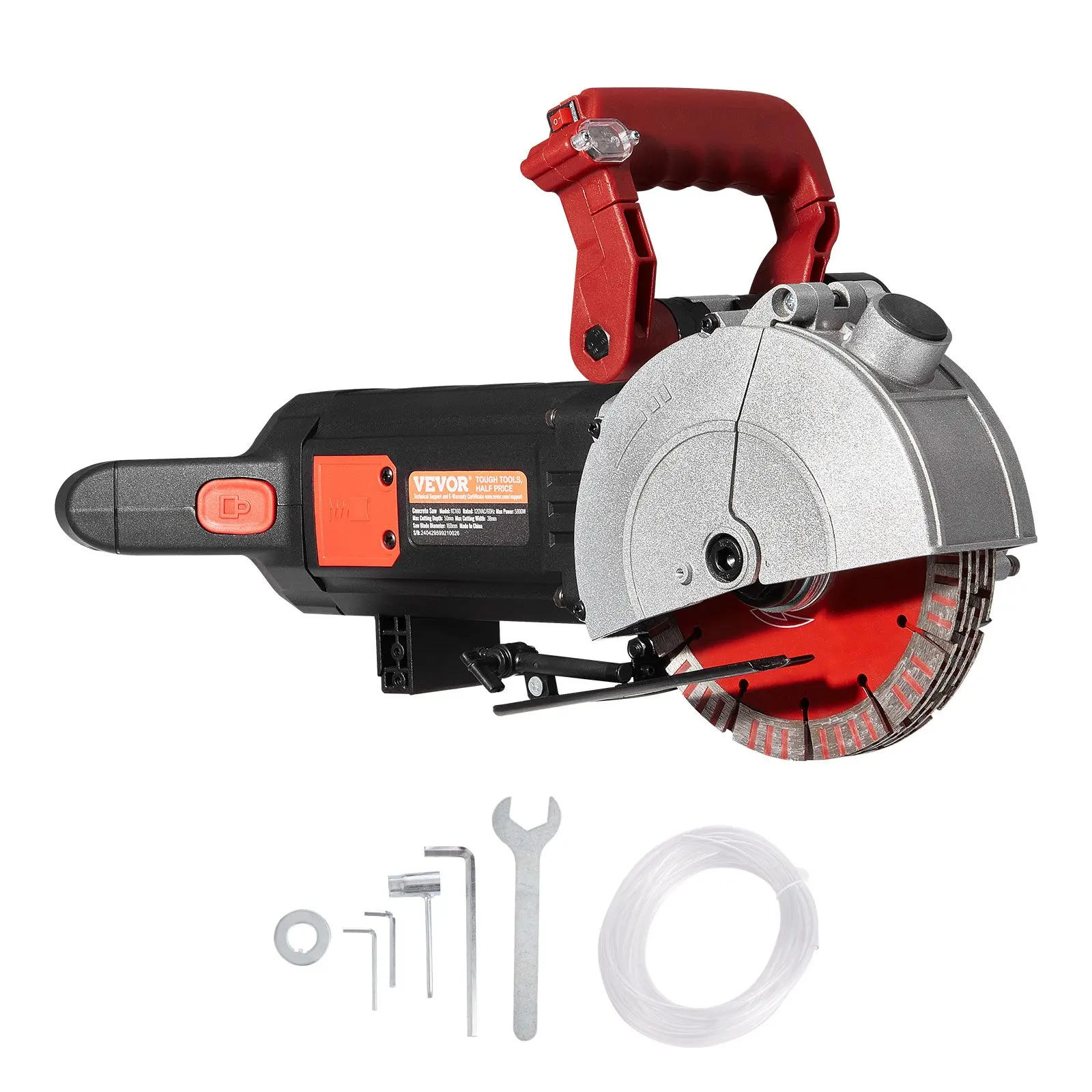 VEVOR KC160 Wall Chaser Machine, 2500W Motor, Aluminum Head, Rotatable Grip, Dustless Groove Cutter for Brick/Concrete, 38mm/1.5" Width, 52mm/2" Depth, 6300r/Min, 5x6.3" Diameter Saw Blades, Groove Cutting