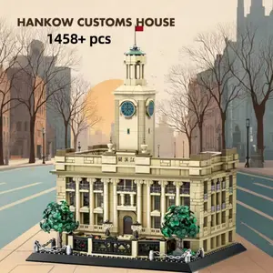 1458-Piece China Hubei Wuhan Jianghan Customs House Building Historical Architecture Bricks Model Set | Collector's Desktop Display | Creative DIY Home Decor