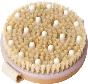 Dry Brushing Body Brush-Round Exfoliating Brush for Cellulite Lymphatic Drainage