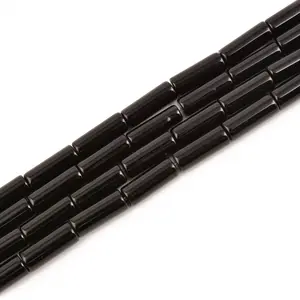 Black Onyx Round Tube Beads 4x13mm 15.5" Strand