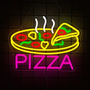 Pizza Neon Wall Decor, LED Neon Art Light, USB Powered Neon Sign, Modern Home Decoration, Vibrant Lighting for Bars and Restaurants