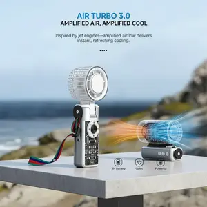 Mini Handheld Clip-On Fan, 3600mAh Rechargeable Battery with 5 Speeds & 120° Adjustable Airflow, Ice-Cooling USB Fan with Ambient Light - 2026 World Cup Fan Essential for Stadiums, Tailgates & Travel Across USA/Canada/Mexico