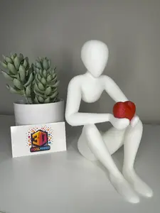 NoBody Love's Modern 3D Figure Holding Red Heart - Minimalist Art Symbol of Love - Ideal for Display & Gifting