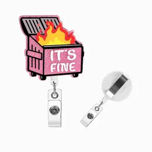 2024 Outdoor Acrylic Bling Retractable Badge Reel, 1 Count ID Badge Reel with Clip, Card Holder Belt Clip for Nurse Doctor Student Teacher Office Worker, 2024 Fall Gift, 2024 Back to School Supplies, Men Gifts, Badge Reels Retractable