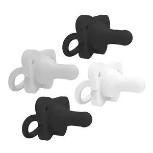 4-Pack Silicone Baby Pacifier, Contoured One-Piece Design, Gray, Black, White, 0-6m